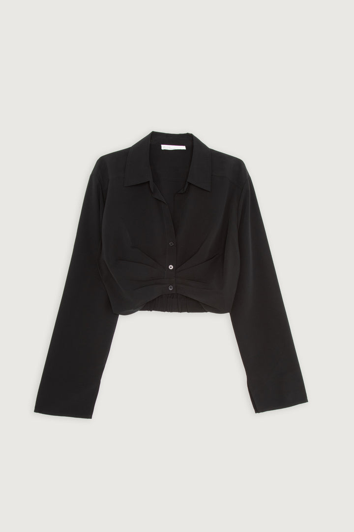 CROPPED TWIST FRONT TOP in Black — alternate angle