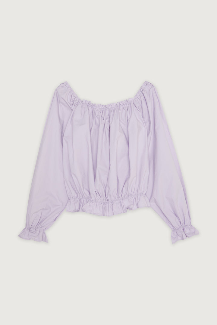 OFF SHOULDER RUFFLED TOP in Lavender — alternate angle