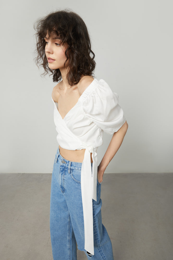 WRAP TOP in White — alternate angle