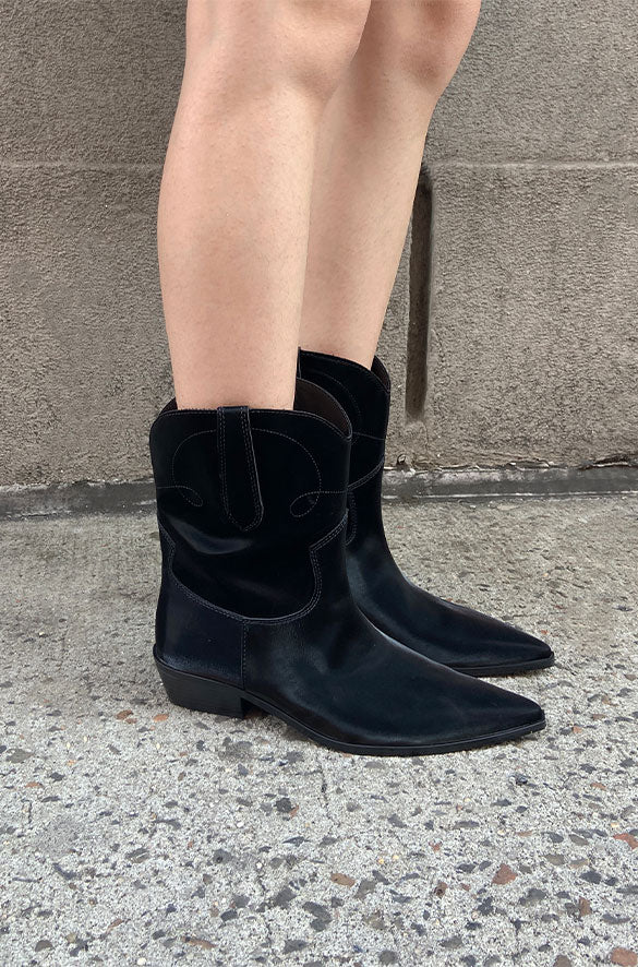 LOW HEEL COWBOY BOOT in Black — alternate angle