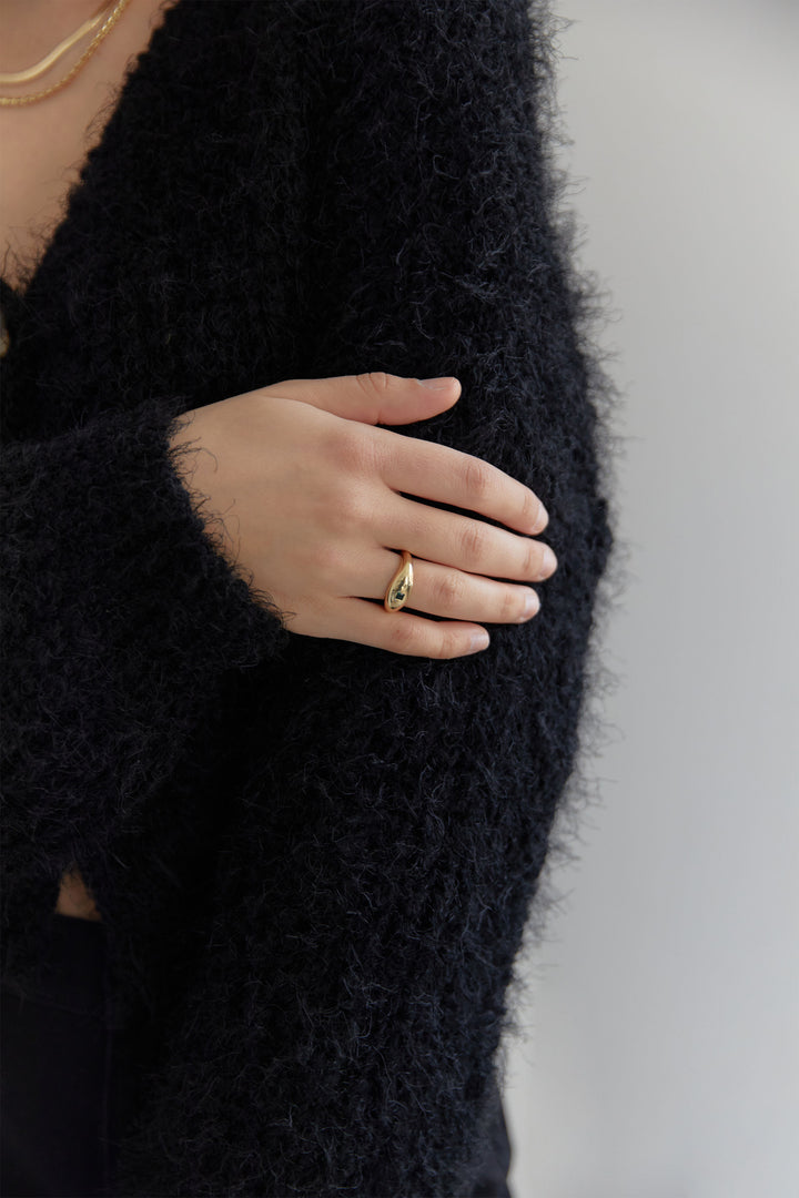 FUZZY CARDIGAN in Black — alternate angle