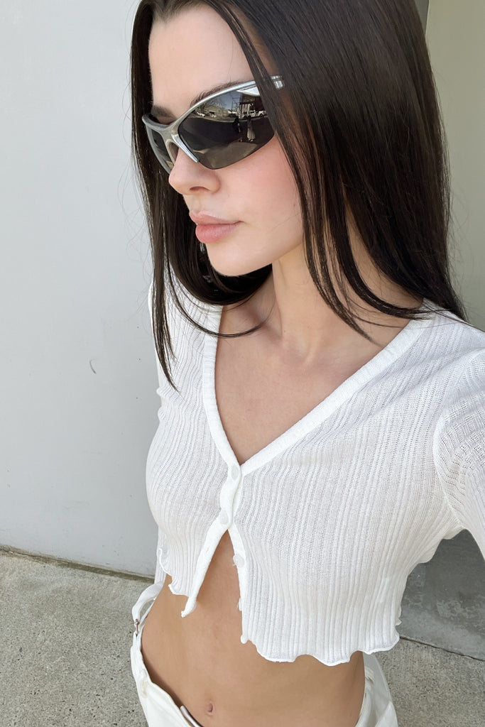 Cropped Semi-Sheer Cardigan | OAK + FORT – OAK + FORT USA