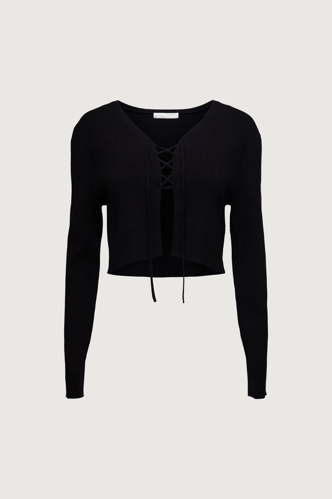 Black tie up cardigan shop