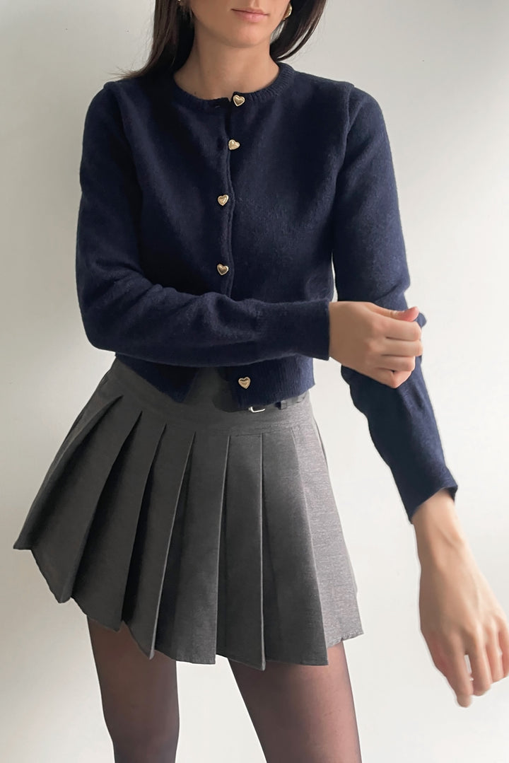 CARDIGAN WITH HEART BUTTONS in Navy — alternate angle