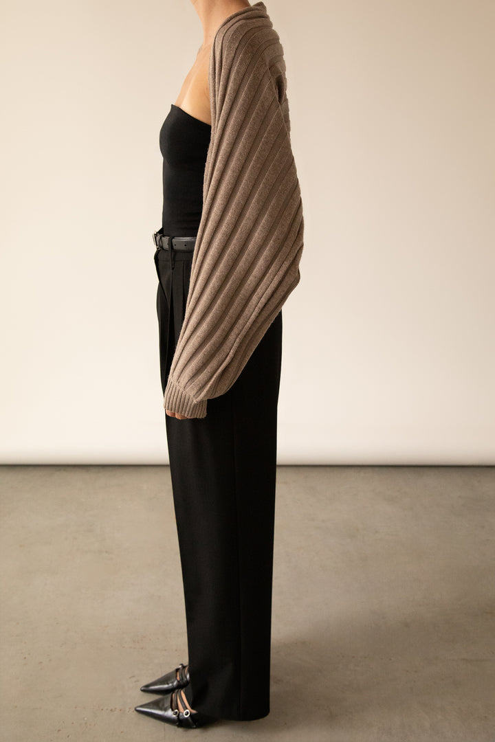 KNIT BOLERO in Heather Taupe — alternate angle