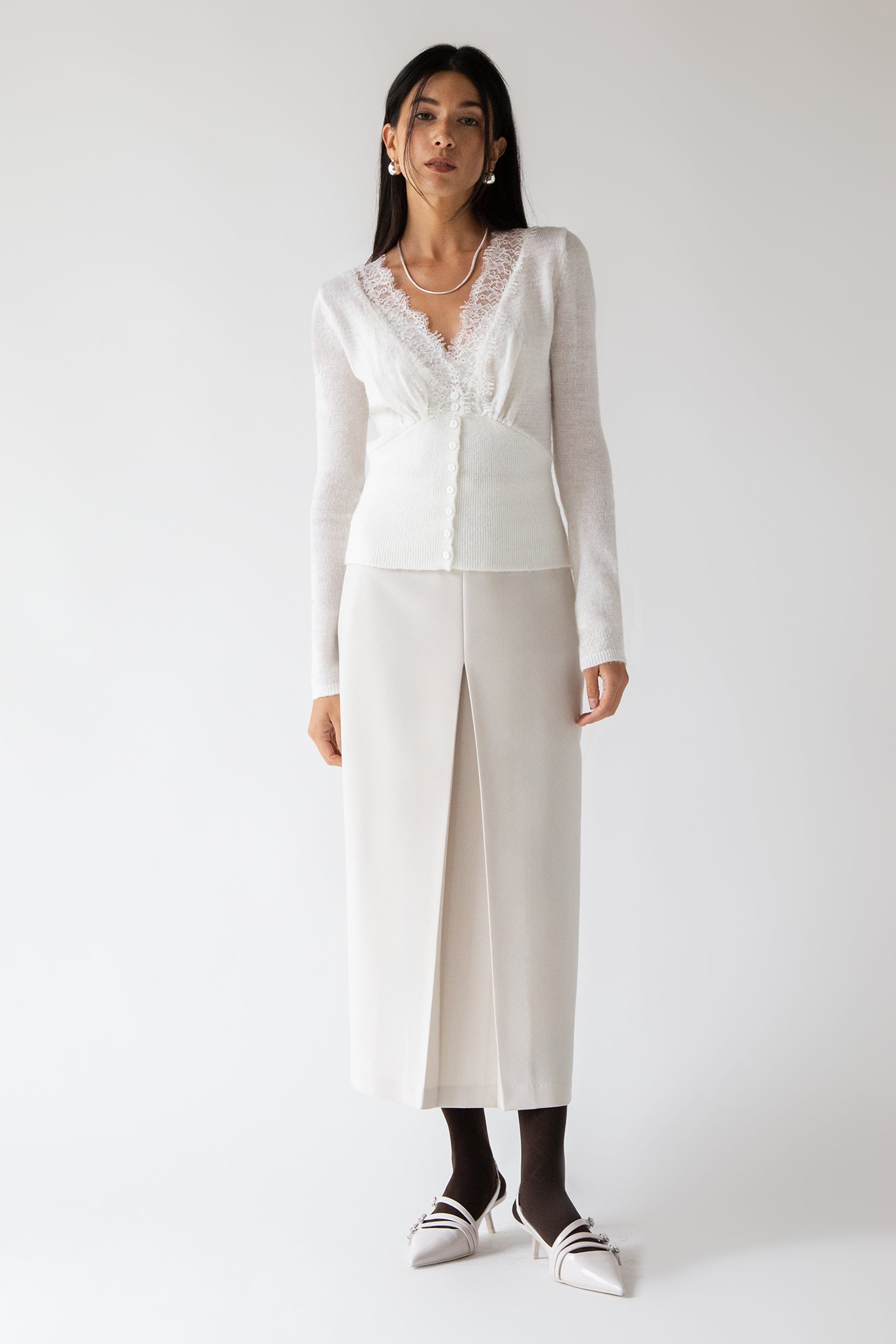 Lace V-Neck Button-Up Cardigan