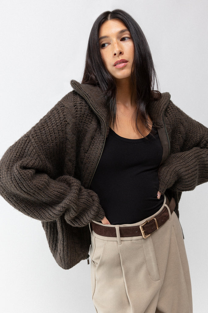 Cable Knit Collared Cardigan | OAK + FORT – OAK + FORT USA