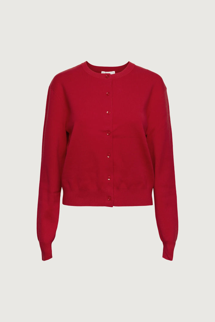 BUTTON UP CARDIGAN in Crimson — alternate angle