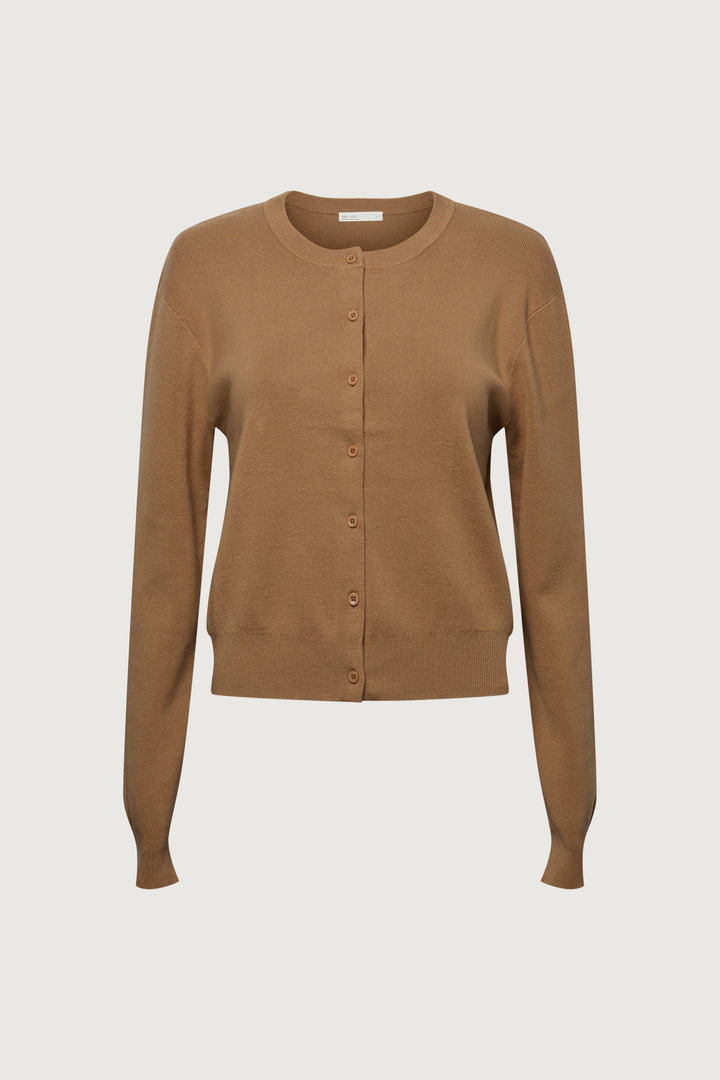BUTTON UP CARDIGAN in Dark Beige — alternate angle