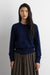 Knit covered button front cardigan in navy blue — main image