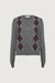 Argyle button front cardigan in dark heather grey argyle — main image