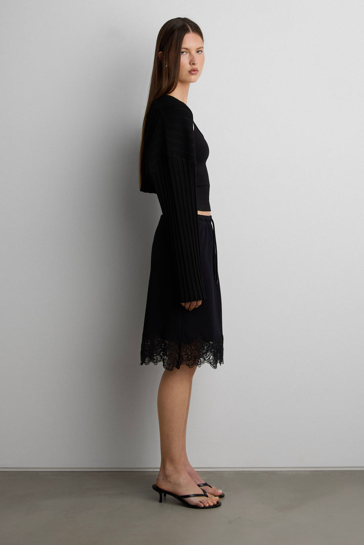 RIBBED BOLERO in Black — alternate angle