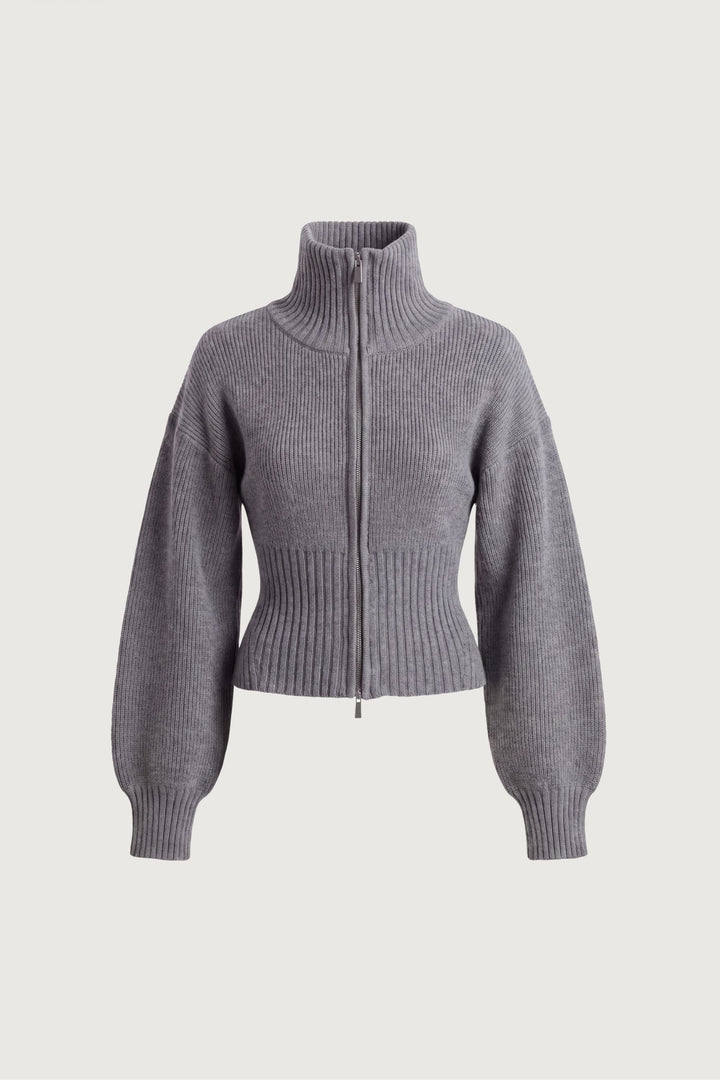 ZIP-UP MOCKNECK CARDIGAN in Dark Olive — alternate angle