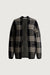 Open front plaid cardigan in black plaid — main image