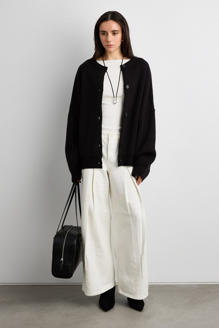 CHUNKY OVERSIZED KNIT SWEATER in Black — alternate angle