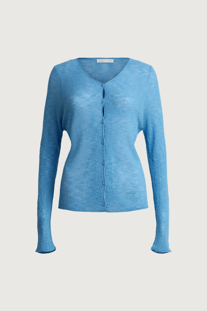 TEXTURED SHEER CARDIGAN in Blue — alternate angle