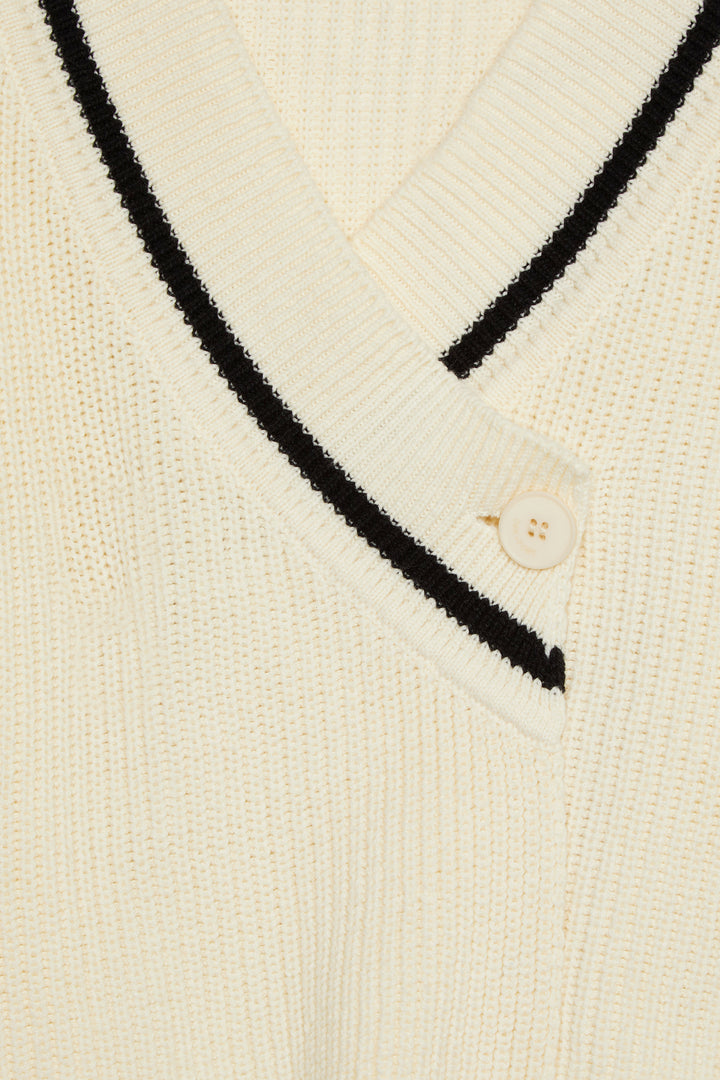 VARSITY CARDIGAN in White Swan Black — alternate angle
