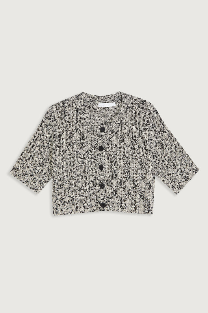 TEXTURED KNIT CARDIGAN in Black Natural — alternate angle