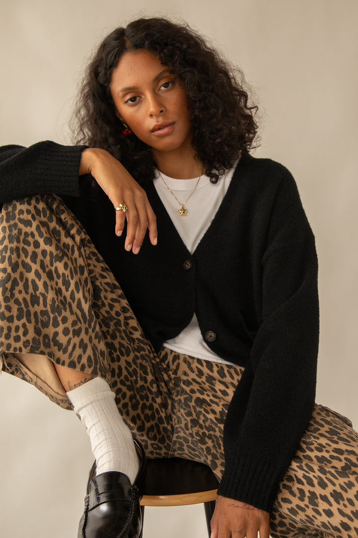 OVERSIZED CARDIGAN in Black — alternate angle