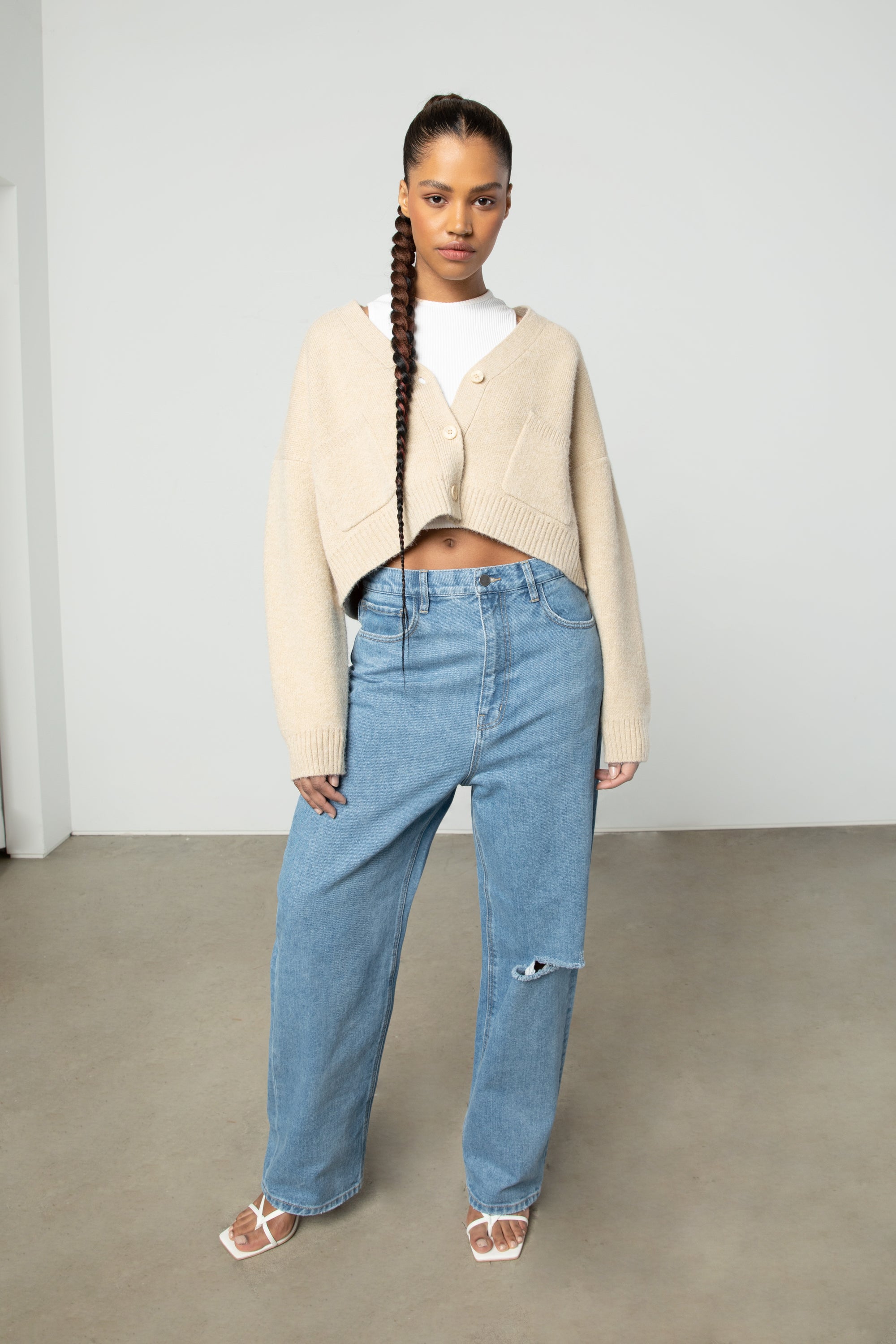 OVERSIZED CROPPED CARDIGAN – OAK + FORT USA