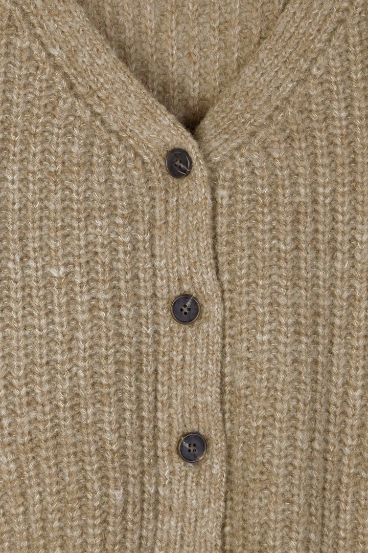 CROPPED BUTTON FRONT CARDIGAN in Beige — alternate angle