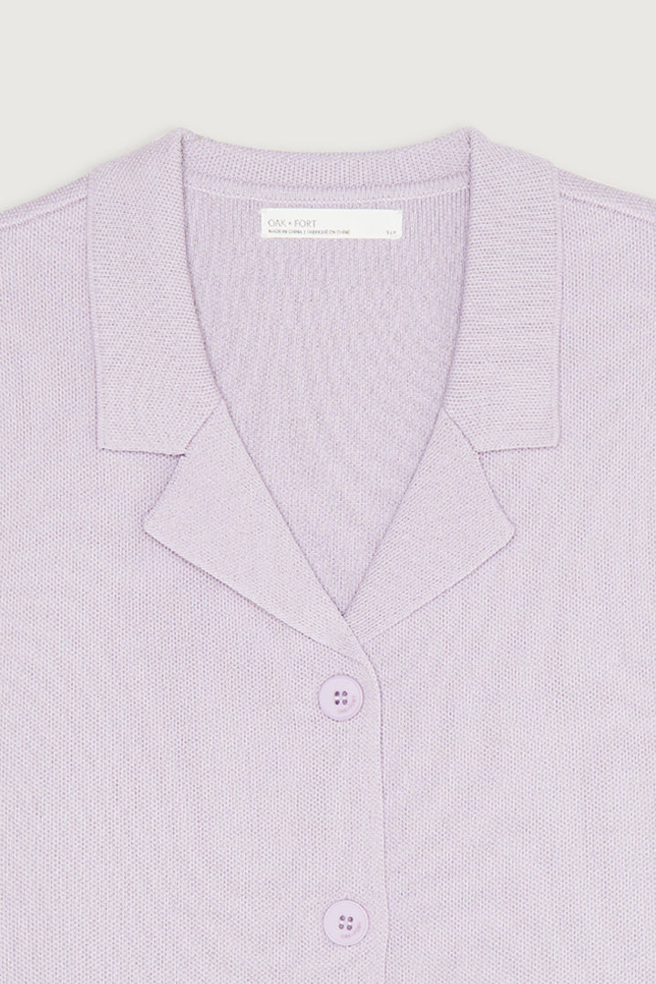 OVERSIZED COLLARED CARDIGAN in Iris — alternate angle