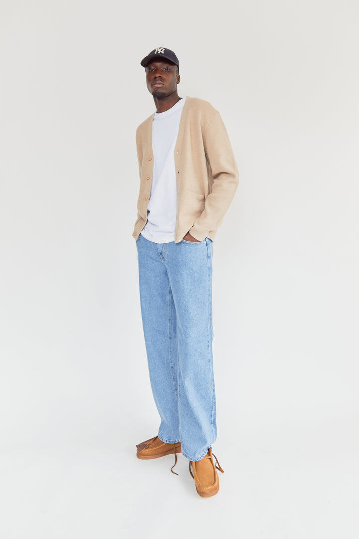CLASSIC FIT CARDIGAN in Heather Beige — alternate angle