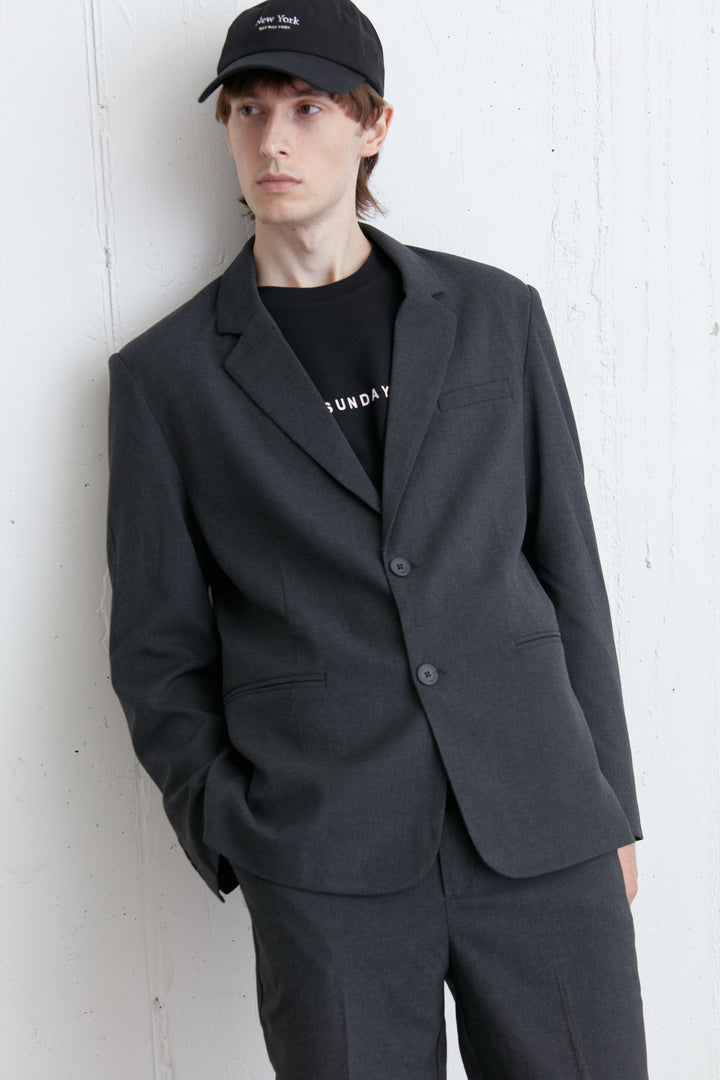 RELAXED FIT BLAZER in HEATHER DARK BROWN — alternate angle