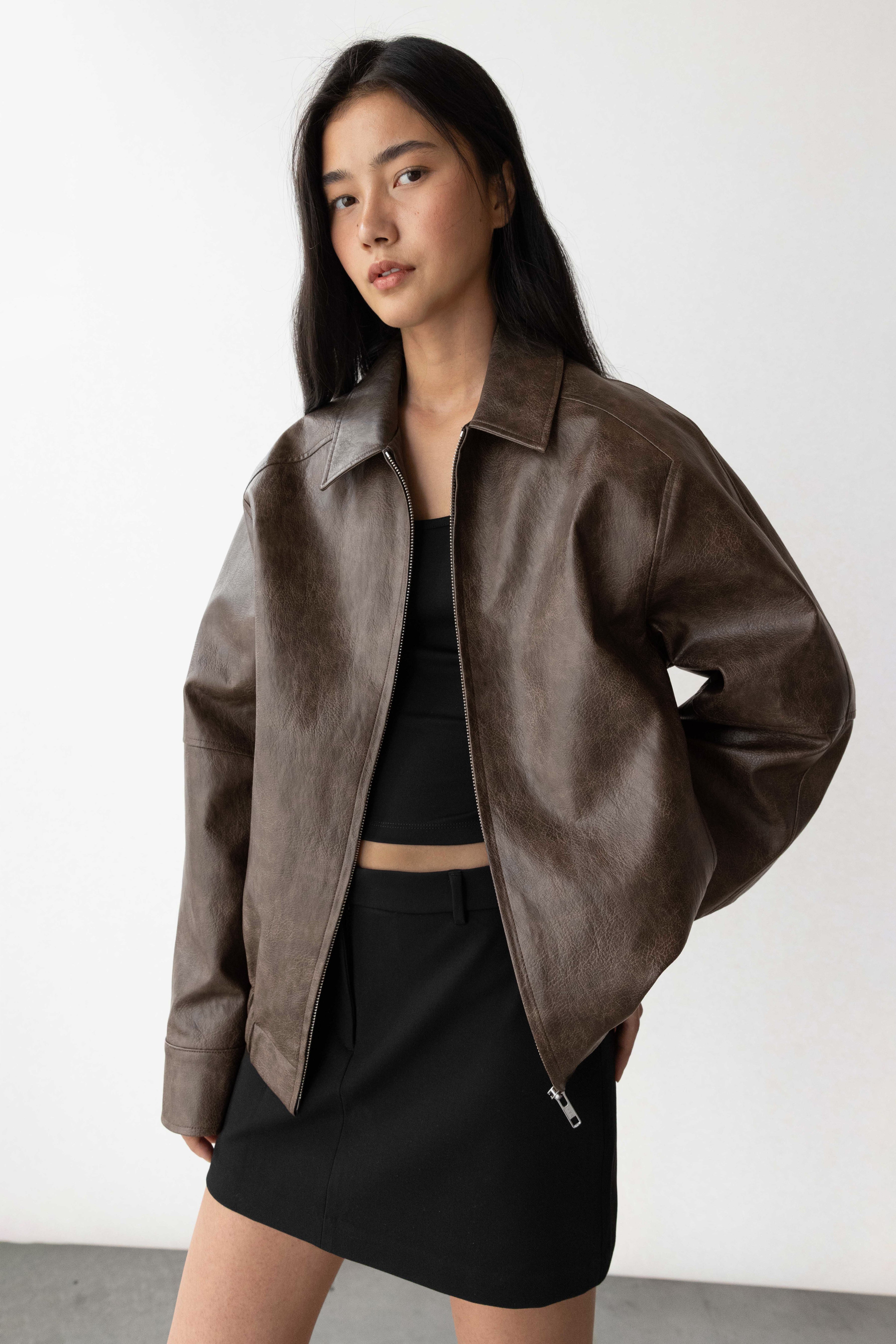Vegan Leather Bomber Jacket | OAK + FORT – OAK + FORT USA