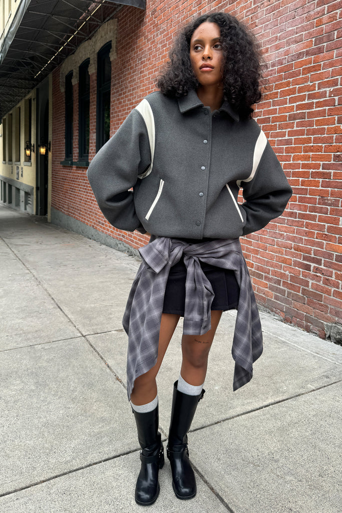 Varsity Wool Blend Bomber | OAK + FORT – OAK + FORT USA