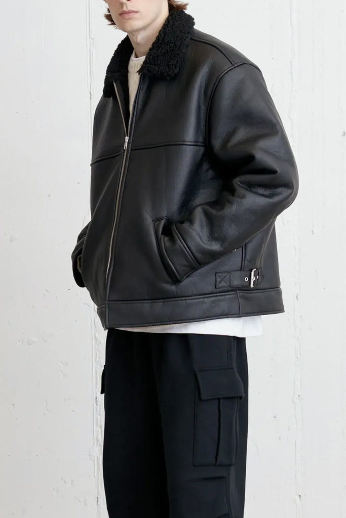 Vegan Leather Sherpa Jacket | OAK + FORT – OAK + FORT USA