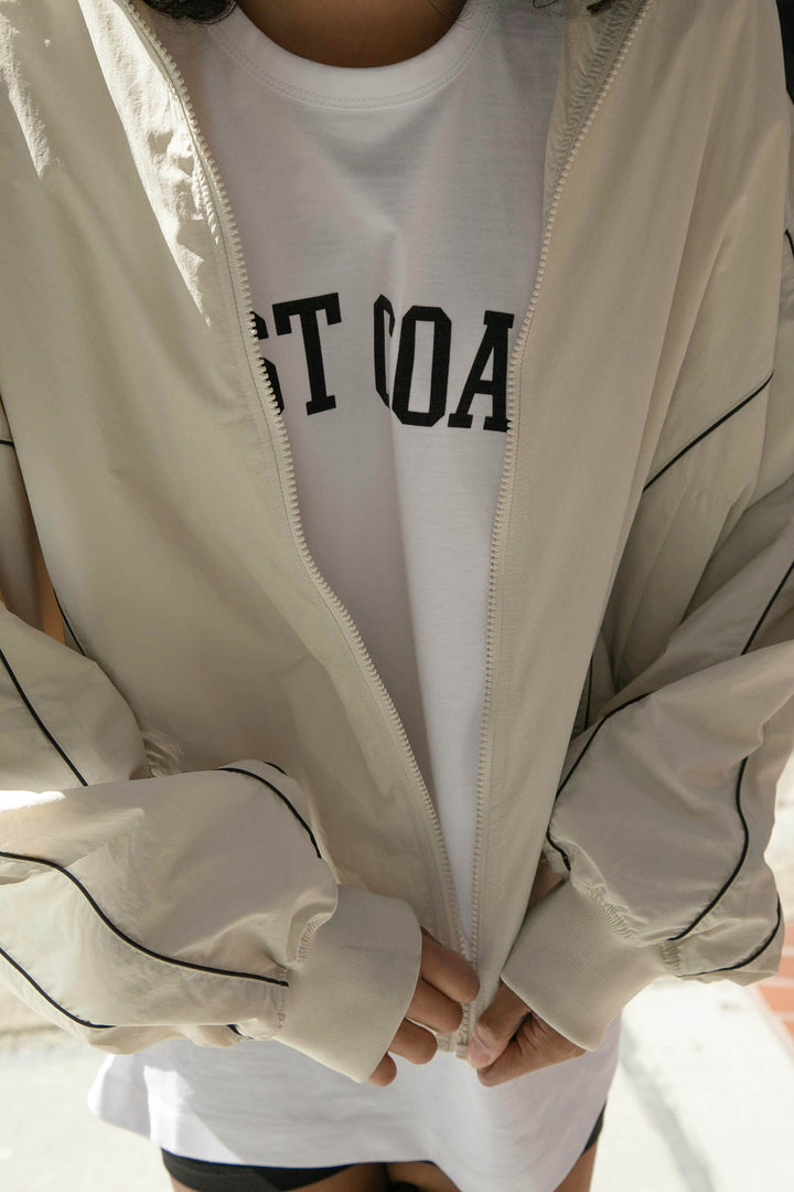 NYLON TRACK ZIP-UP JACKET in Seashell — alternate angle