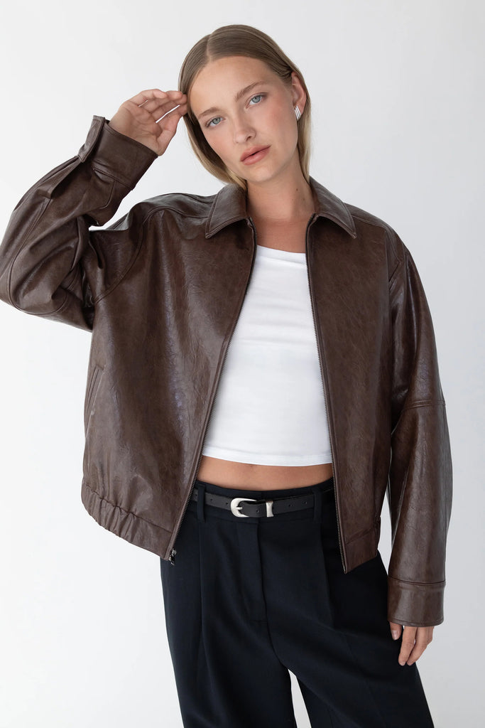 Brand New Leather good Bomber Smoky Olive