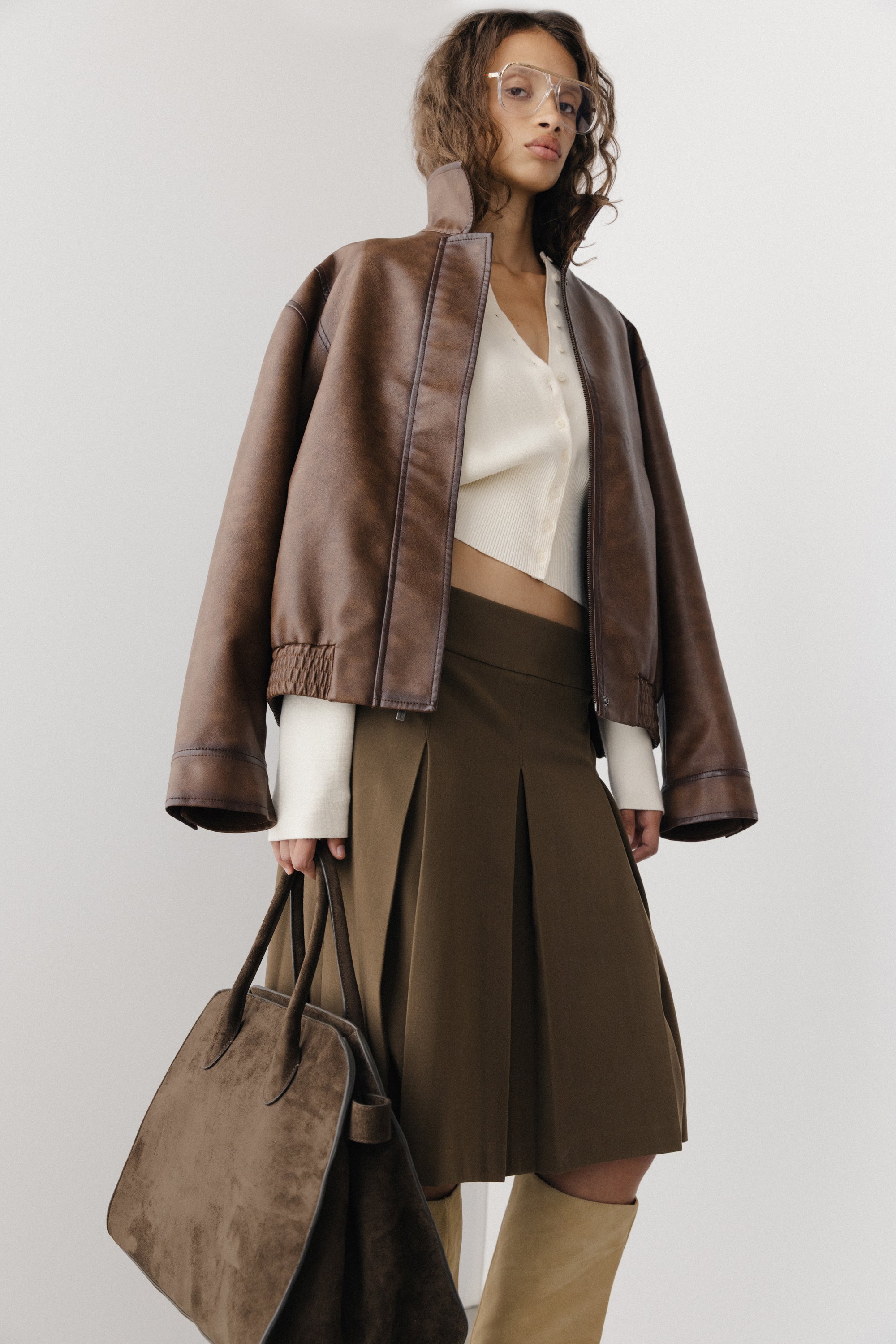 Vintage Inspired Vegan Leather Bomber Jacket | OAK + FORT – OAK +