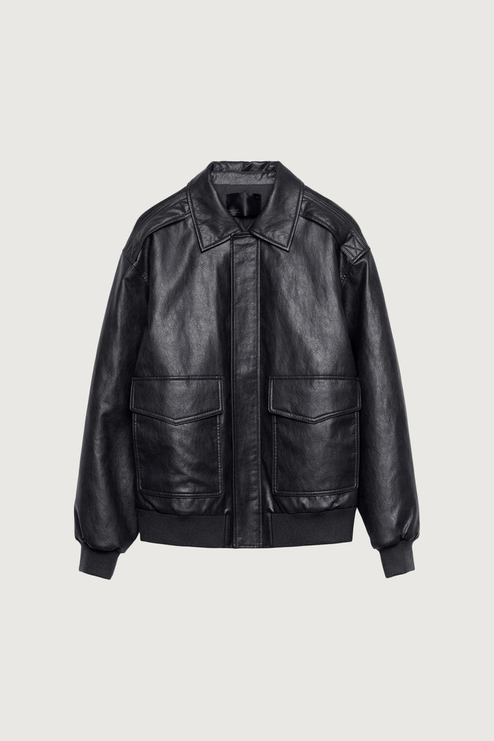 VEGAN LEATHER BOMBER JACKET