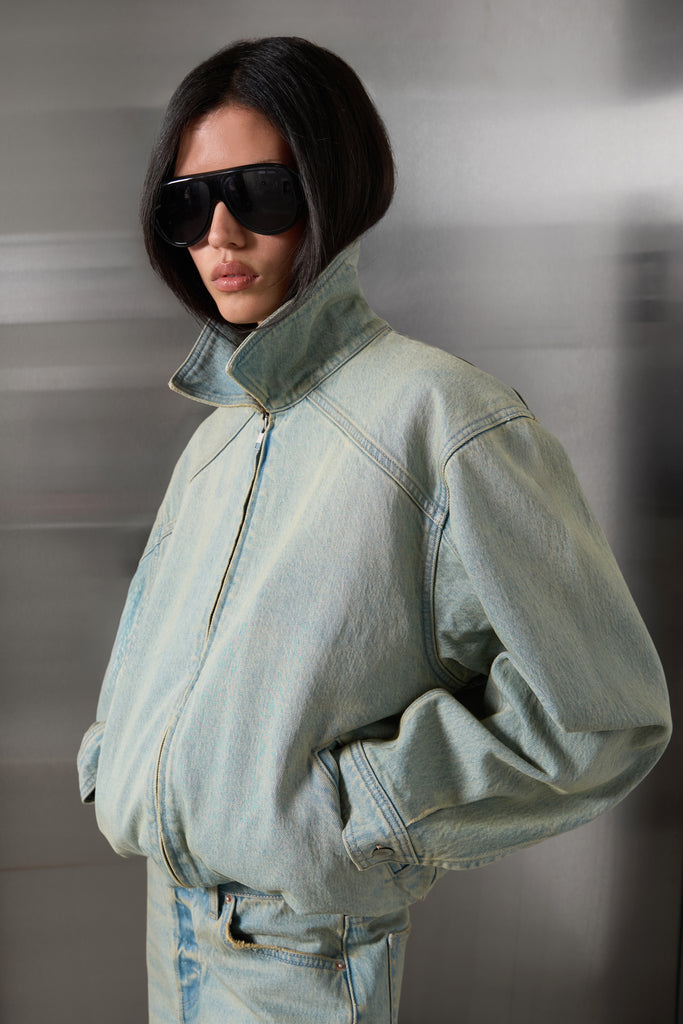 Denim Bomber with Corduroy Collar | OAK + FORT – OAK + FORT USA