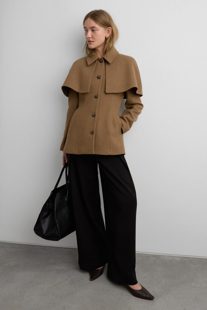 Wool-Blend Coat with Cape | OAK + FORT – OAK + FORT USA