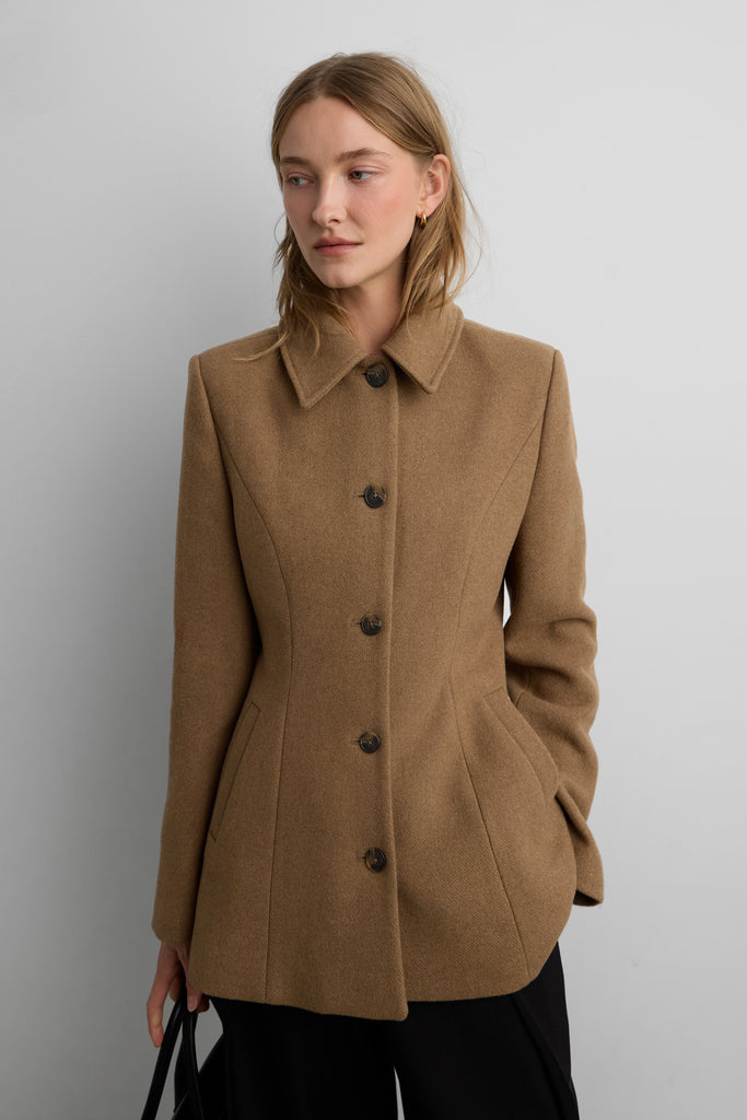 Wool-Blend Coat with Cape | OAK + FORT – OAK + FORT USA