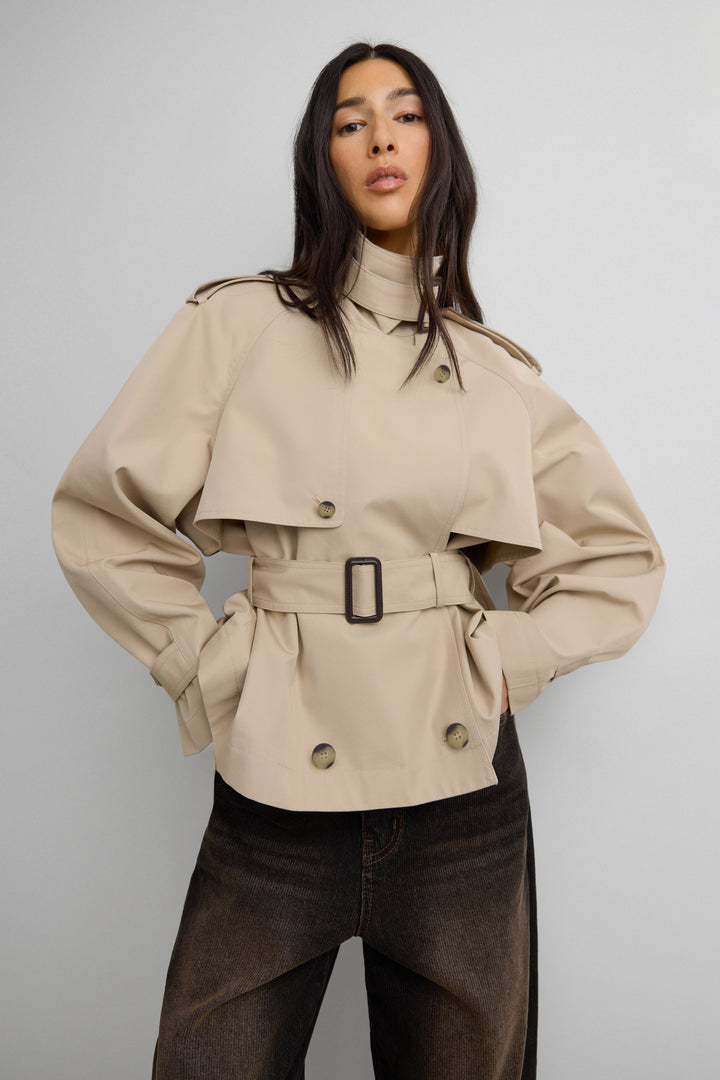 SHORT BELTED TRENCH COAT