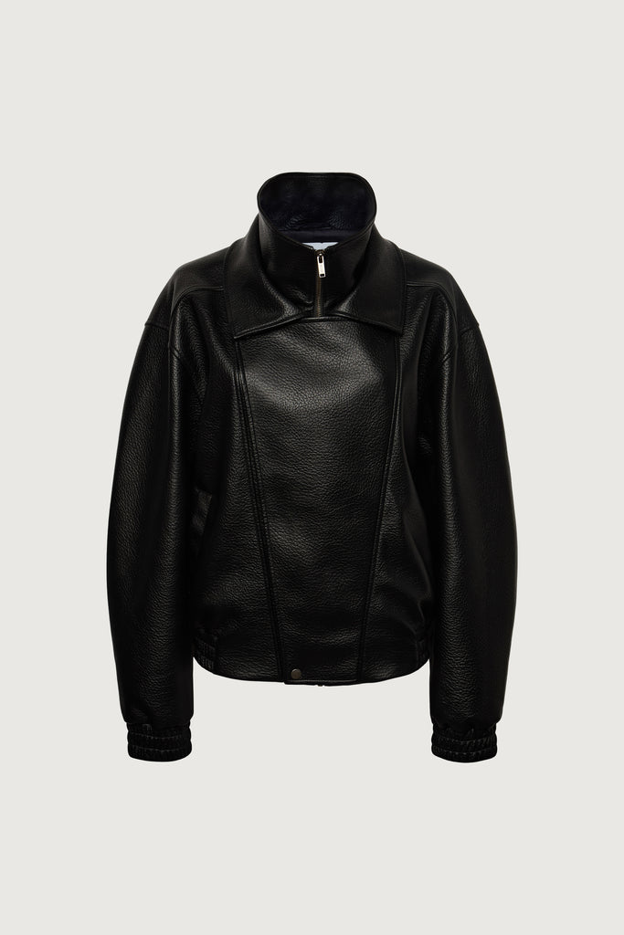 Vegan Leather Double Collar Biker Jacket | OAK + FORT – OAK + FORT USA