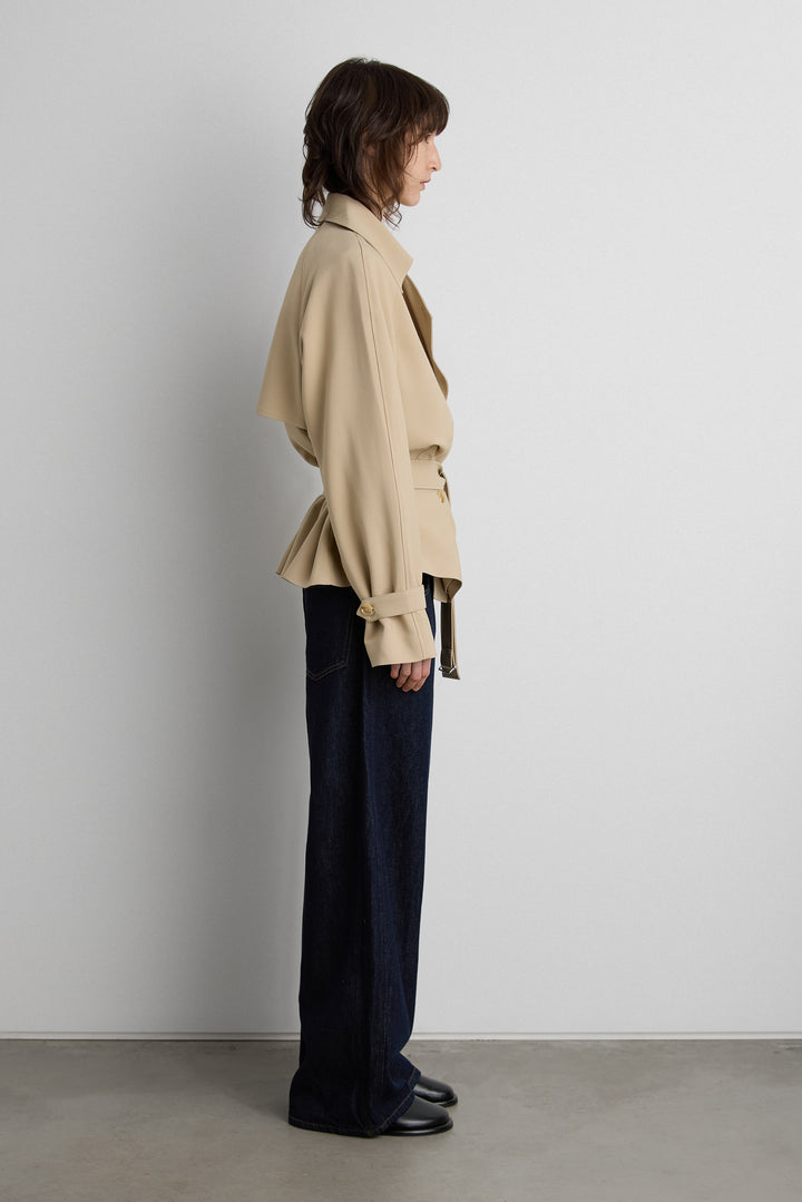 SHORT OVERSIZED TRENCH COAT in Light Beige — alternate angle