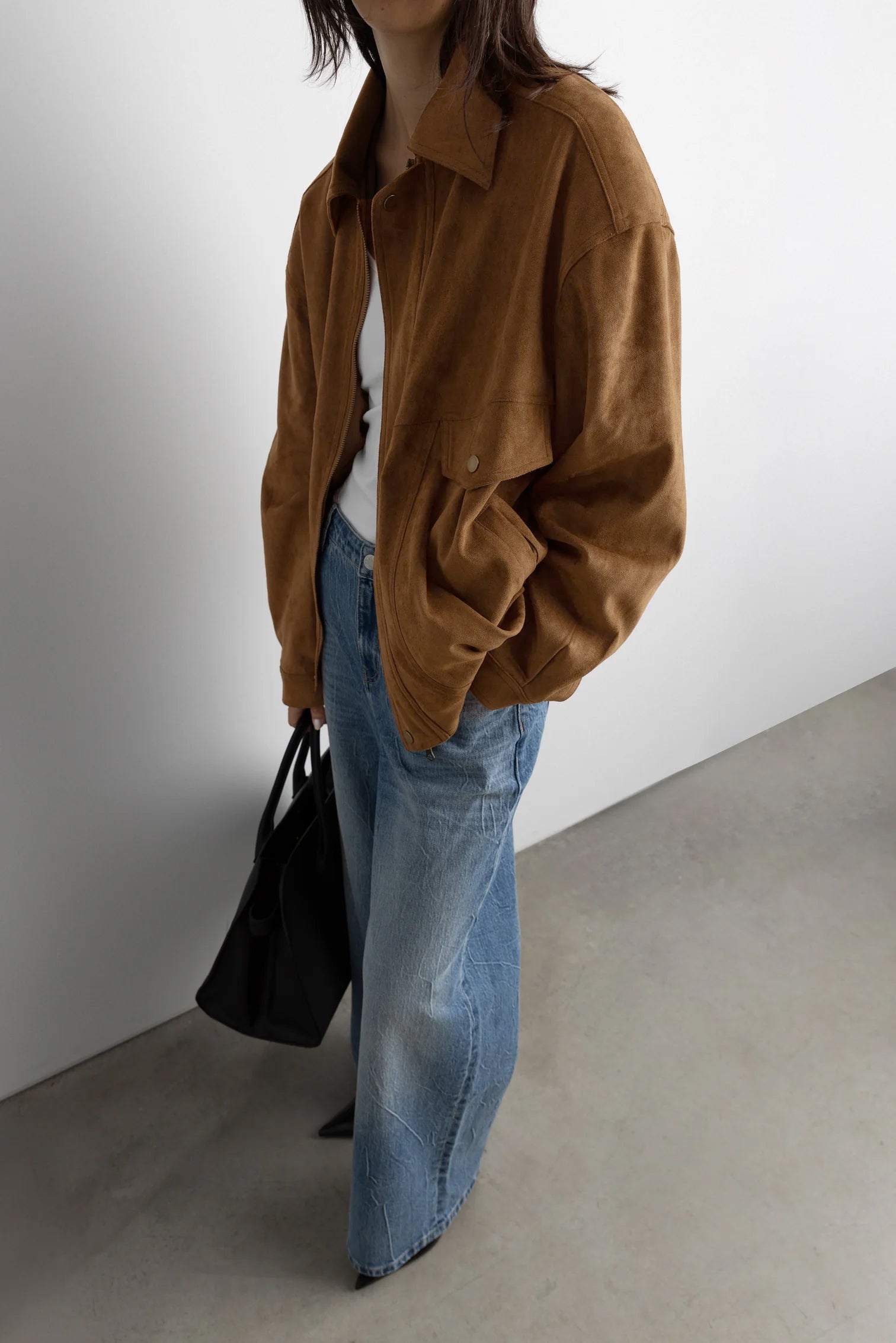 Vegan Suede Bomber Jacket | OAK + FORT – OAK + FORT USA