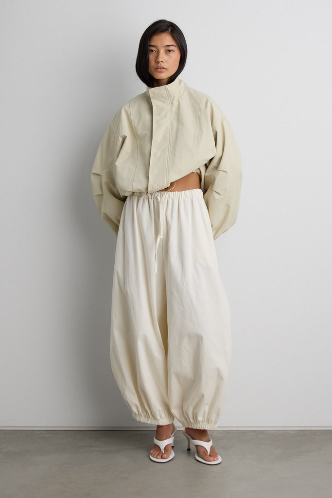 High Funnel Neck Cropped Drawstring Jacket | OAK + FORT – OAK +