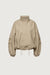 High funnel neck cropped drawstring jacket in brindle — main image
