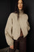 High funnel neck cropped drawstring jacket in brindle — main image