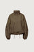 High funnel neck cropped drawstring jacket in brown — main image