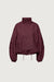 High funnel neck cropped drawstring jacket in wine — main image