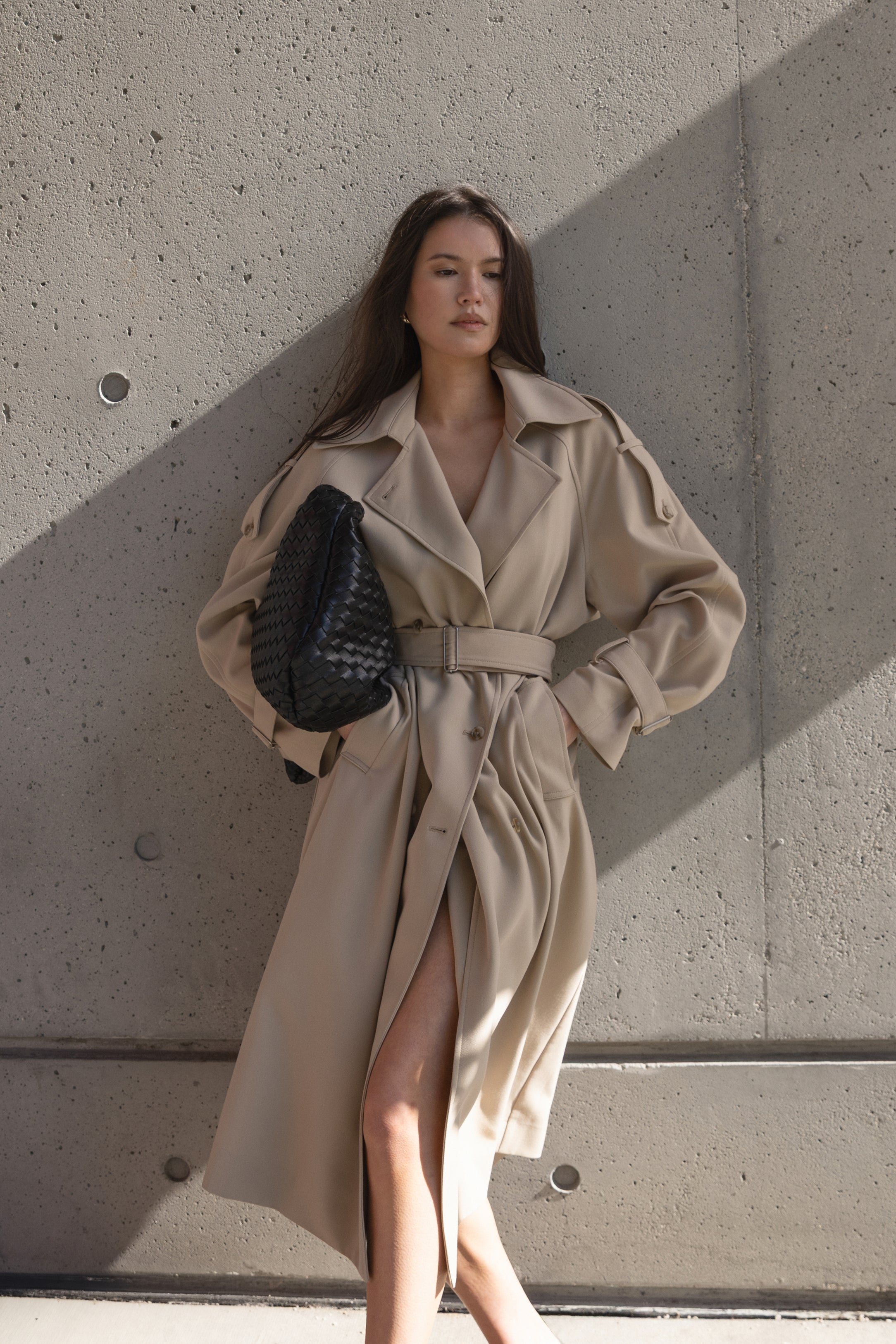 Funnel Neck Trench Coat | OAK + FORT – OAK + FORT USA