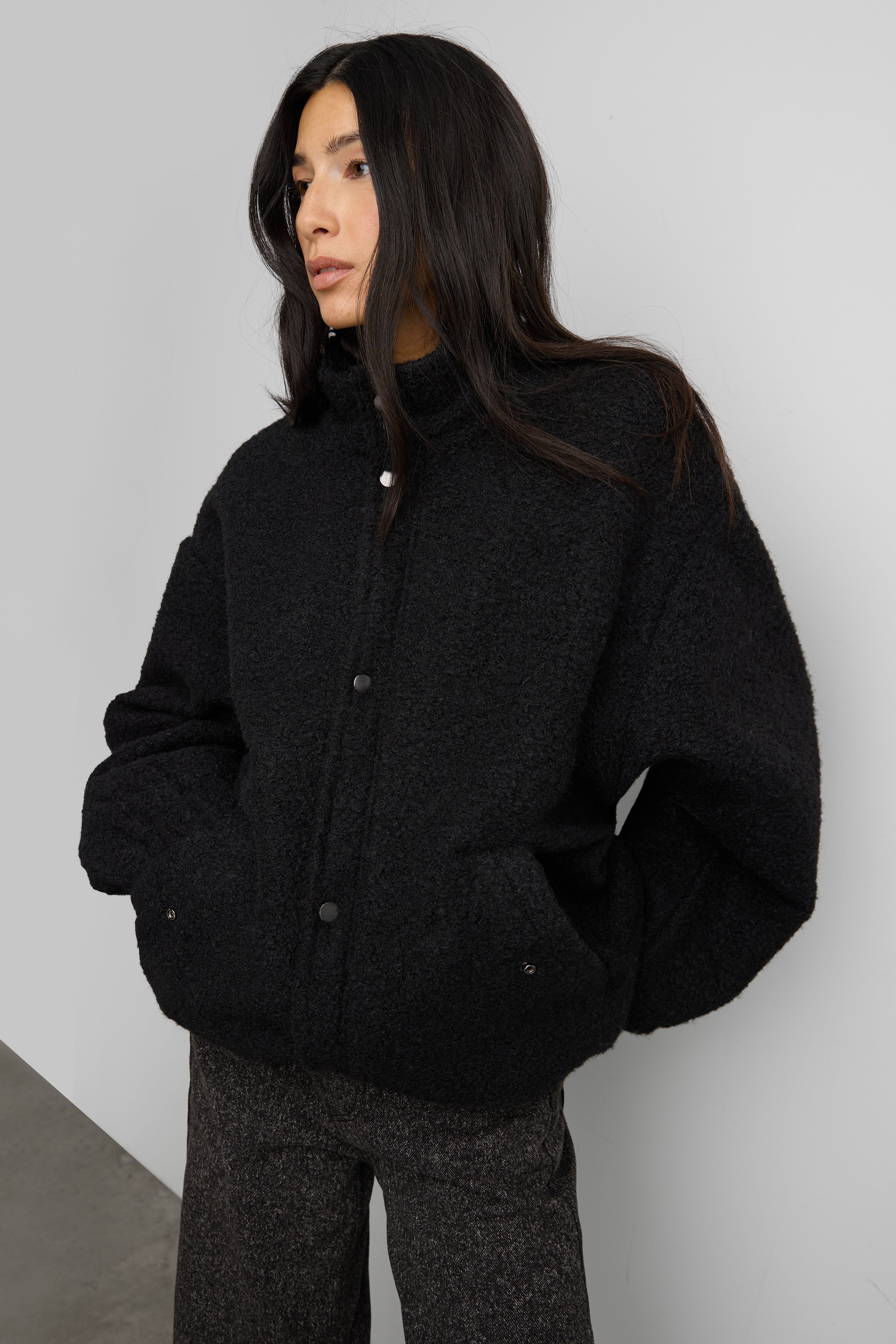 Funnel Neck Jacket with Buttons | OAK + FORT – OAK + FORT USA
