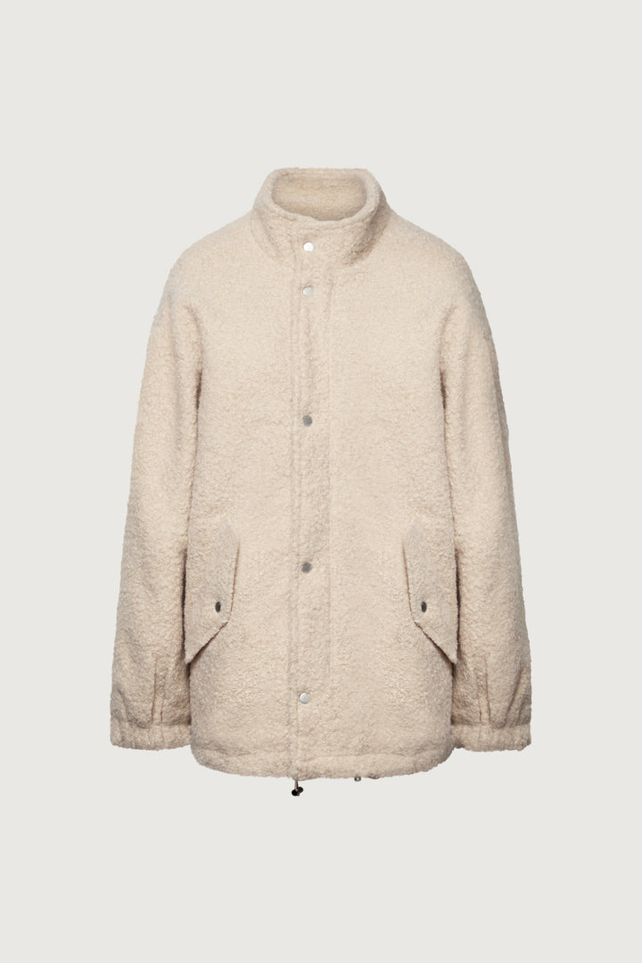 OVERSIZED BOUCLE JACKET WITH SNAP DETAIL in Ivory — alternate angle
